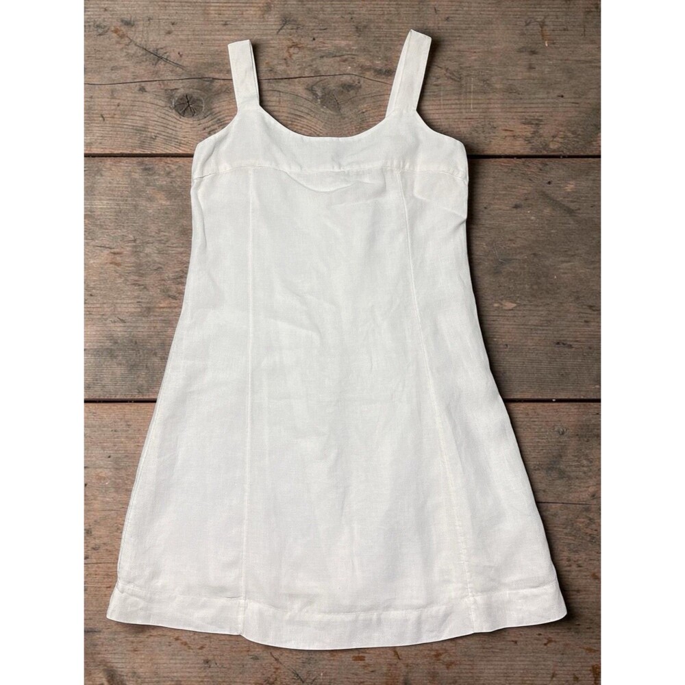 J.Jill Dress Size 12 White Linen Sleeveless Shift Lined Coastal Midi